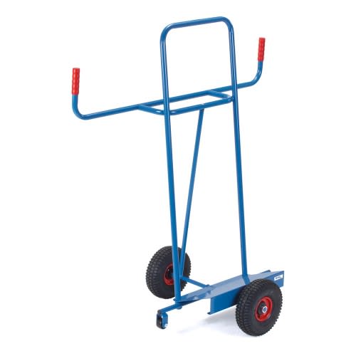 FETRA Plattenkarre 1075 in blau mit roten Griffen und zwei großen Reifen, Tragkraft 350 bis 400 kg