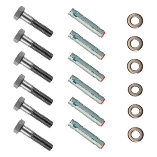 Montagesatz mit Schrauben, Dübeln und Unterlegscheiben für Stand-Abfallbehälter mit Halbkugeldach zur Bodenbefestigung