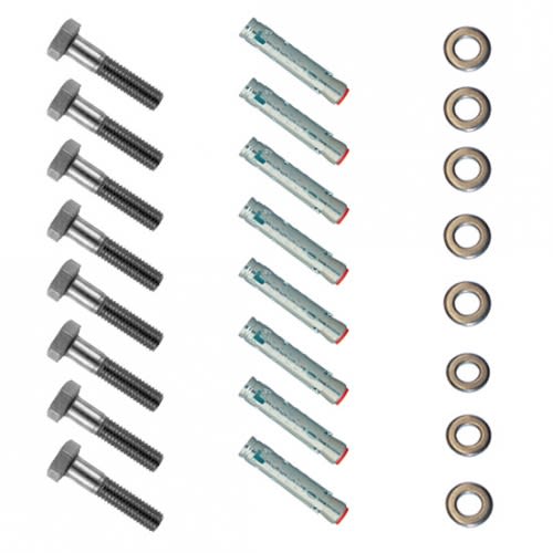 Montagesatz mit Schrauben, Dübeln und Unterlegscheiben für Hundetoiletten und Beutelspender mit Rohrrahmen zur Bodenbefestigung