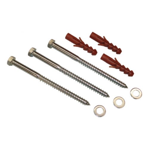 Montagesatz mit Schrauben, Dübeln und Unterlegscheiben zur Bodenbefestigung für schweren Stand-Abfallbehälter 50 Liter und Stand-Abfallbehälter mit 4-fach Einwurf 60 Liter