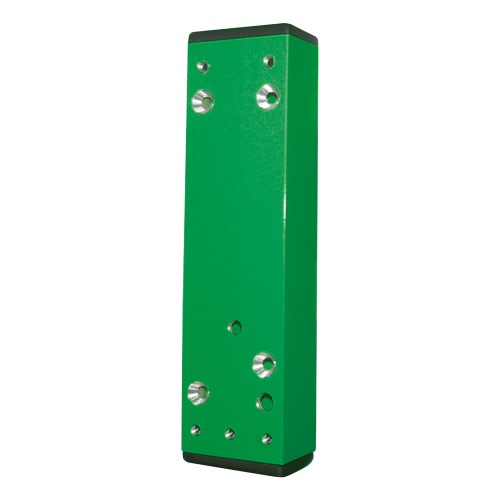 Grünes Distanzstück für Türwächter an Stangengriffen mit mehreren Bohrungen