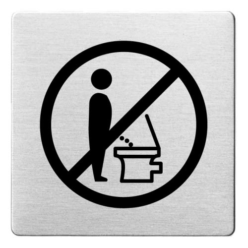 Piktogramm Verbot die Toilette nicht im Stehen benutzen mit abgerundeten Ecken
