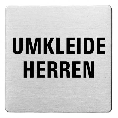 Textschild Umkleide Herren mit abgerundeten Ecken aus Metall