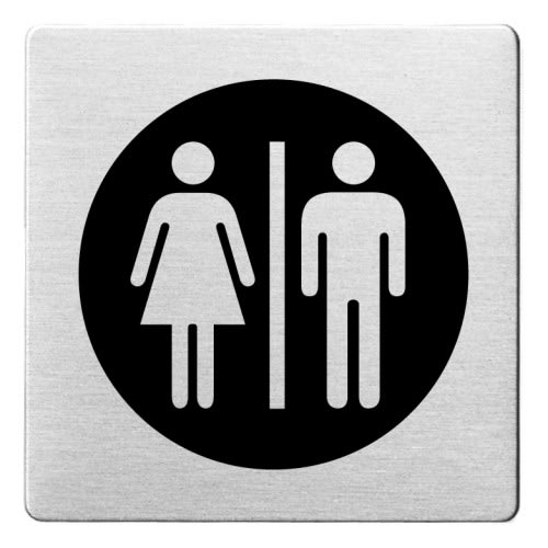 Piktogramm Damen und Herren Toilettenschild mit abgerundeten Ecken in Schwarz