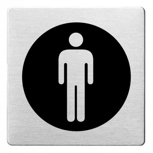 Piktogramm Herren Symbol auf quadratischem Schild mit abgerundeten Ecken in Schwarz