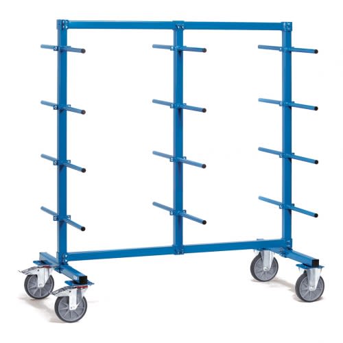 FETRA Tragarmwagen 4624 mit 24 Tragarmen zweiseitig blau mit vier Rollen