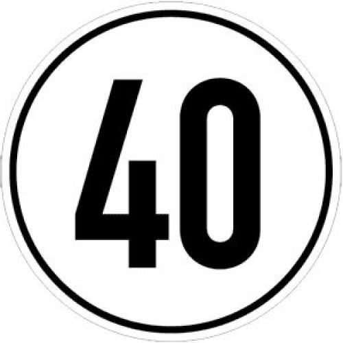 Rundes Verkehrsschild mit Geschwindigkeitsbegrenzung 40 km/h für Kraftfahrzeuge nach § 58 StVZO