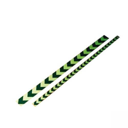 Warnmarkierungsstreifen mit grünem Richtungspfeil, langnachleuchtend, zwei Streifen mit Pfeilmuster