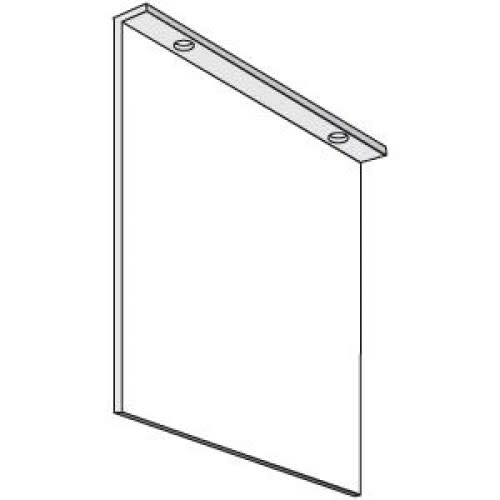 Fahnenschild neutral für Deckenmontage aus transparentem Material mit Befestigungslöchern