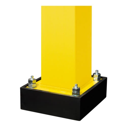 Federelement für Rammschutzgeländer WACHTWERK X® Modulsystem ZWEI gelb-schwarzes Stahlfederelement mit Schrauben