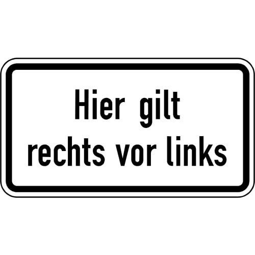 Verkehrsschild Hier gilt rechts vor links VZ 2804 weißes Schild mit schwarzem Rand und schwarzer Schrift