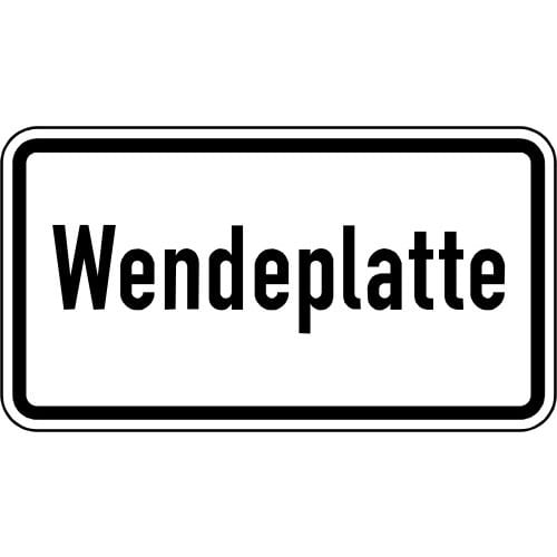 Verkehrsschild Wendeplatte VZ 2421 rechteckiges weißes Schild mit schwarzem Rand und schwarzer Aufschrift Wendeplatte