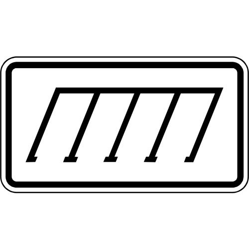 Verkehrsschild Parkordnung schräg VZ 2402 mit schrägen weißen Linien auf schwarzem Rand