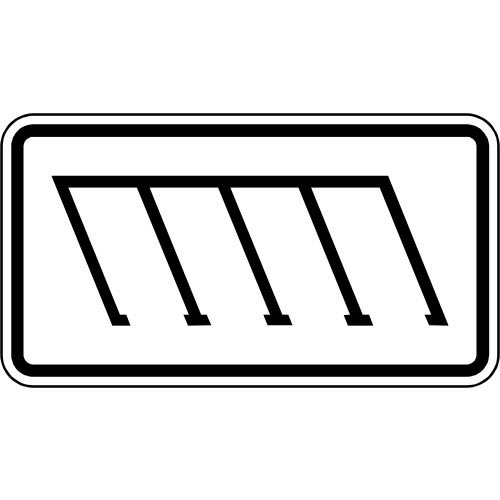 Verkehrsschild Parkordnung schräg VZ 2403 mit schräg verlaufenden Parkflächenmarkierungen