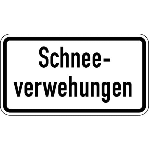 Verkehrsschild Schneeverwehungen VZ 2012 weißes rechteckiges Schild mit schwarzem Rand und schwarzer Schrift