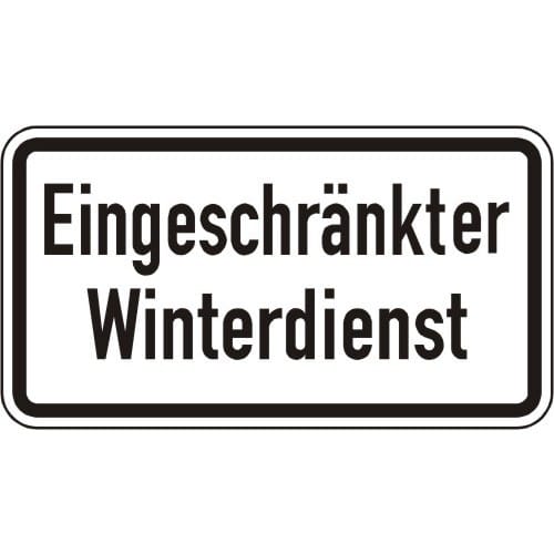 Verkehrsschild Eingeschränkter Winterdienst VZ 2008 weißes rechteckiges Schild mit schwarzem Rand und schwarzer Schrift