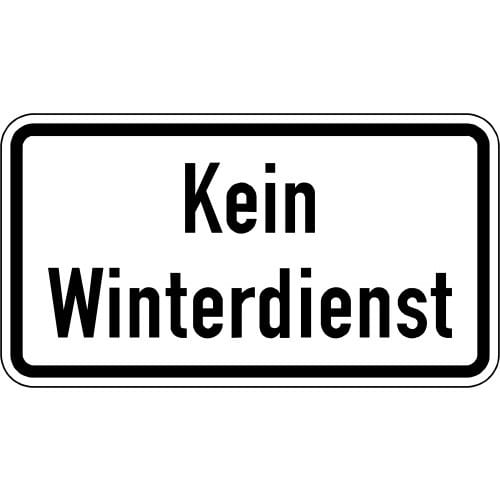 Verkehrsschild Kein Winterdienst VZ 2001 weißes rechteckiges Schild mit schwarzem Rand und schwarzer Aufschrift