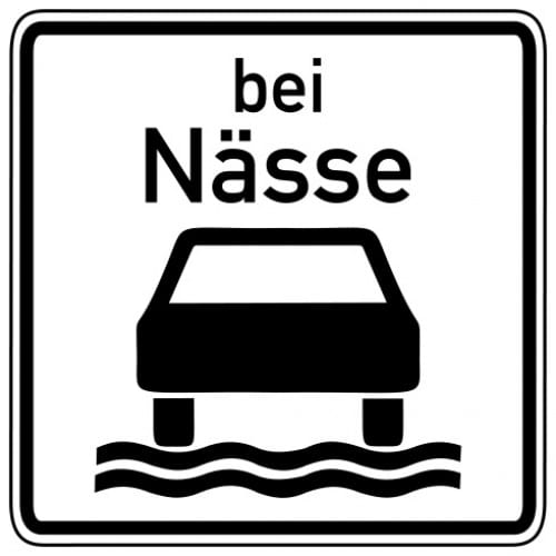 Verkehrsschild Bei Nässe VZ 1053-35 mit Auto und Wasserwellen Symbol