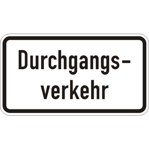 Verkehrsschild Durchgangsverkehr VZ 1053-36 weißes rechteckiges Schild mit schwarzem Rand und schwarzer Aufschrift Durchgangsverkehr