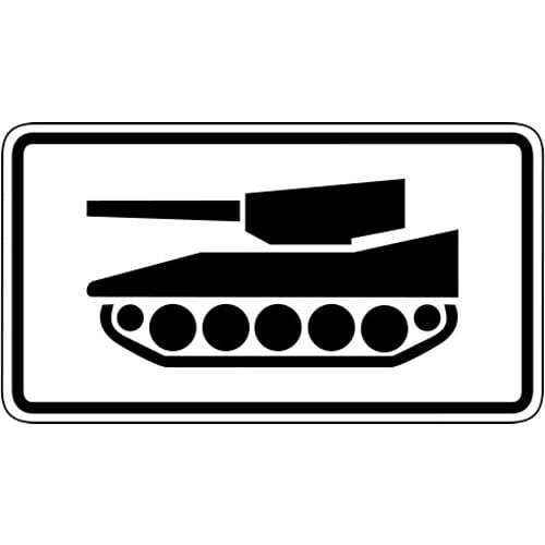 Verkehrsschild Nur militärische Kettenfahrzeuge VZ 1049-12 mit Panzersymbol