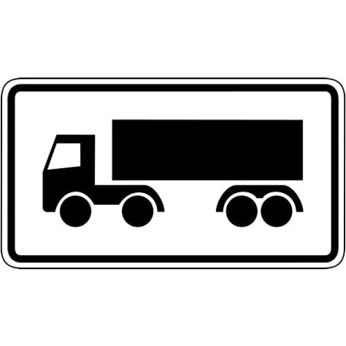 Verkehrsschild Nur Sattelkraftfahrzeuge VZ 1048-14 mit schwarzem LKW-Symbol auf weißem Hintergrund