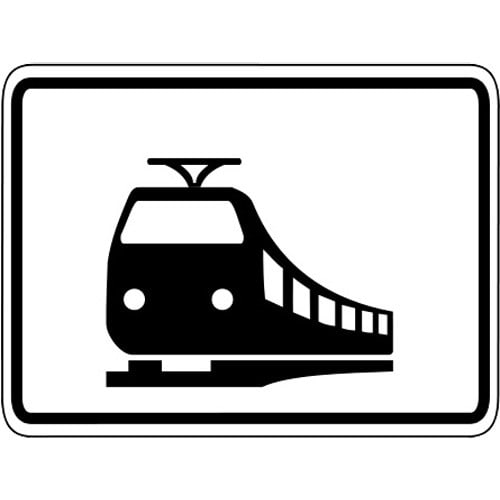Verkehrsschild Nur Schienenbahnen VZ 1048-18 mit Zug-Symbol in Schwarz-Weiß