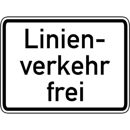 Verkehrsschild Linienverkehr frei VZ 1026-32 weißes rechteckiges Schild mit schwarzem Rand und schwarzer Aufschrift Linienverkehr frei