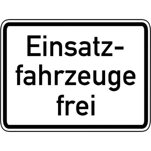 Verkehrsschild Einsatzfahrzeuge frei VZ 1026-33 weißes Schild mit schwarzem Rand und schwarzer Schrift