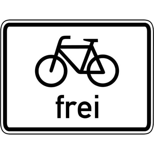 Verkehrsschild Radfahrer frei VZ 1022-10 mit Fahrrad-Symbol und Schriftzug frei
