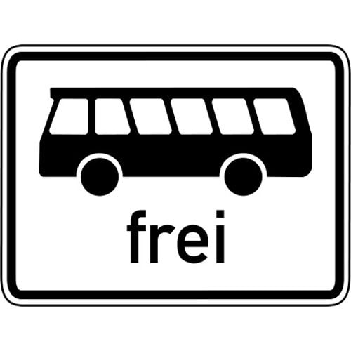 Verkehrsschild Kraftomnibusse frei VZ 1024-14 mit Bus-Symbol und Schriftzug frei