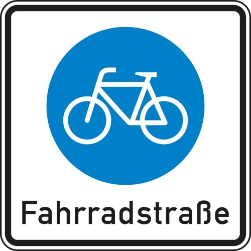 Verkehrsschild Beginn einer Fahrradstraße VZ 244.1 mit blauem Kreis und weißem Fahrrad-Symbol