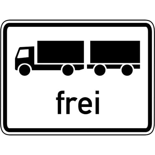 Verkehrsschild Lastkraftwagen mit Anhänger frei VZ 1024-13 schwarz-weiß