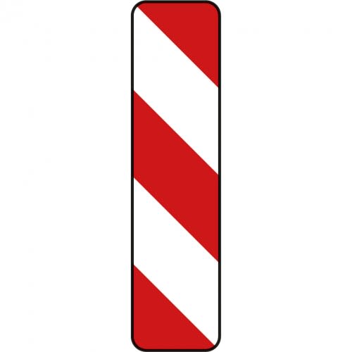 Schraffenbake Warnbake Aufstellung links Verkehrsschild VZ 605-20 rot weiß diagonal gestreift