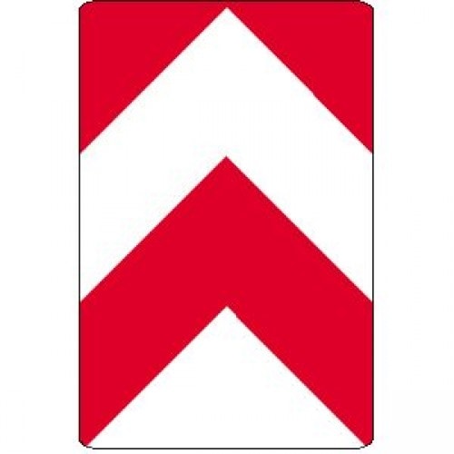 Leitplatte beidseitig vorbei Verkehrsschild VZ 626-30/-31/-32 mit roten und weißen Pfeilen