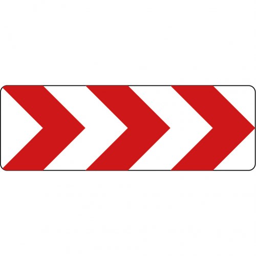 Richtungstafeln in Kurven, rechtsweisend, Verkehrsschild VZ 625-20/-21/-22/-23 mit roten Pfeilen auf weißem Hintergrund