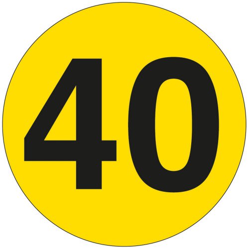 Militärisches Tragfähigkeitszeichen an Brücken mit der Zahl 40 auf gelbem Hintergrund