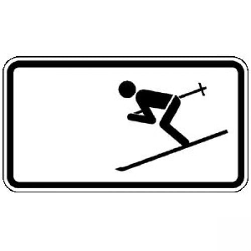 Verkehrsschild Wintersport erlaubt VZ 1010-11 mit Symbol eines Skifahrers