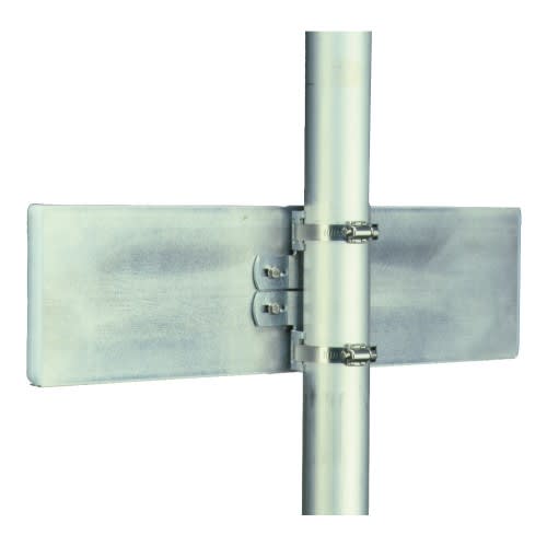 Mittelbefestigung mit Bandschellen zur Montage an Alu-Hohlkastenprofil mit Metallrohr