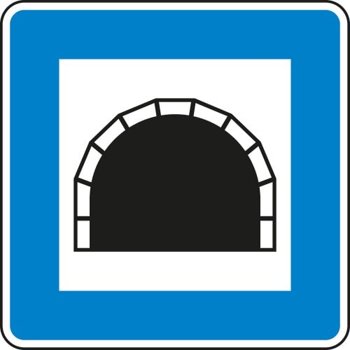 Verkehrszeichen VZ 327 Tunnel Symbol auf blauem Hintergrund