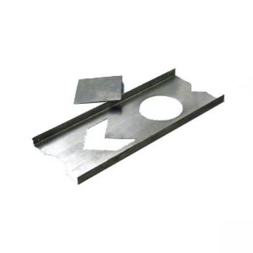 Spachtelschablone zur Herstellung von Bodenmarkierungen mit Kreis und Pfeil aus Metall