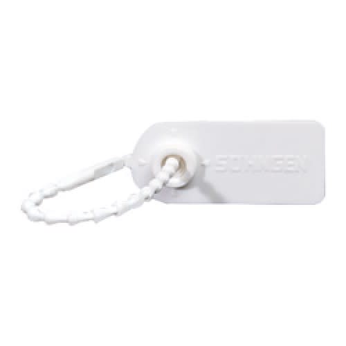 Weiße Sicherheitsplombe für Erste-Hilfe-Koffer mit flexiblem Verschlussband