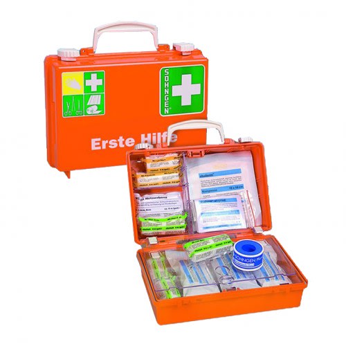 Erste-Hilfe-Koffer QUICK-CD von Söhngen, orange Notfallkoffer mit medizinischen Verbandsmaterialien und Erste-Hilfe-Zubehör