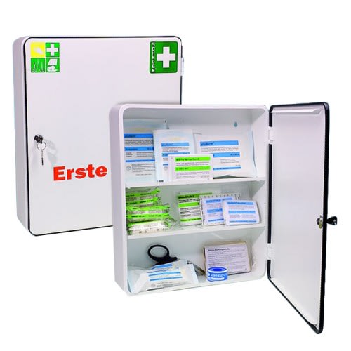 Offener und geschlossener Verbandschrank BONN & PARIS mit Erste-Hilfe-Material nach DIN 13157 und DIN 13169 von Söhngen