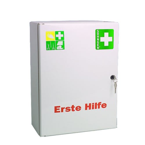Verbandschrank BERLIN von Söhngen mit Erste Hilfe Aufschrift und Schloss