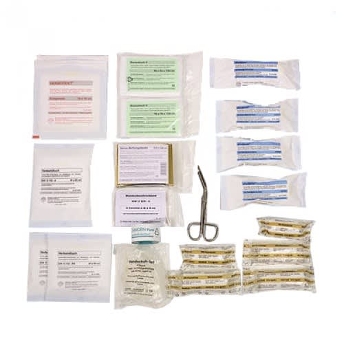 Füllung für KFZ-Verbandkästen DIN 13164 von Söhngen mit Verbandsmaterial und Schere
