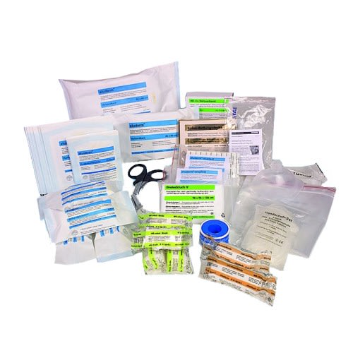 Füllung DIN 13157 von Söhngen mit verschiedenen Verbandmaterialien und medizinischen Utensilien