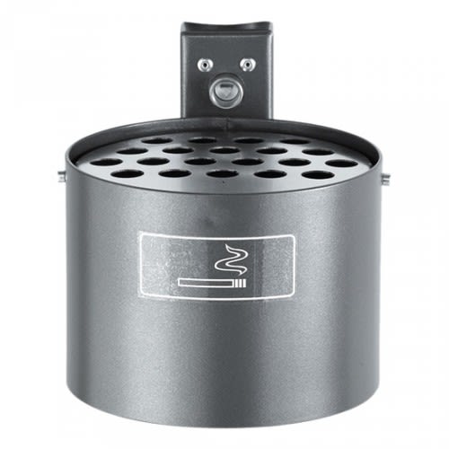 Rundascher ohne Schutzdach aus Metall mit 4 Liter Inhalt und Löchern zum Löschen von Zigaretten