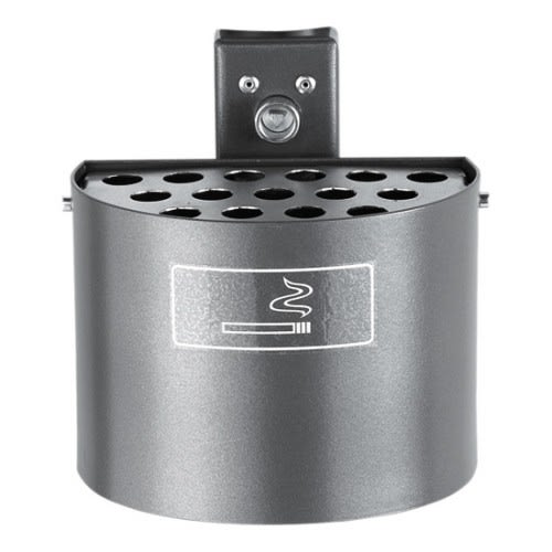 Halbrundascher ohne Schutzdach aus Metall mit 2 Liter Inhalt und Löchern zum Einstecken von Zigaretten