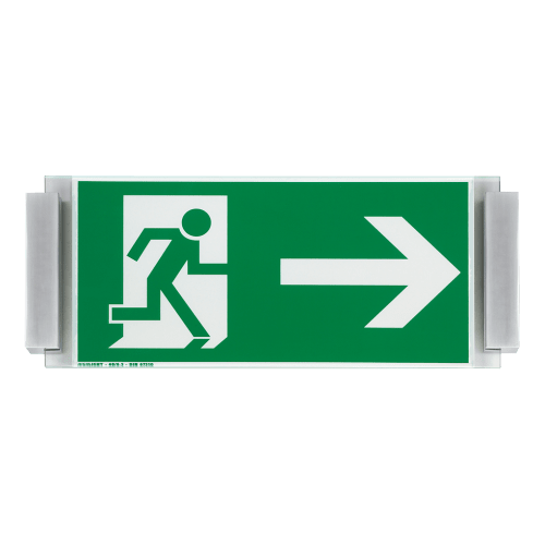 Monaco Fluchtwegweiser grünes Notausgangsschild mit Pfeil nach rechts