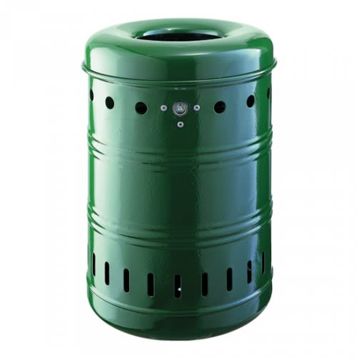 Grüner Rund-Abfallbehälter mit Springdeckel und 35 Liter Fassungsvermögen